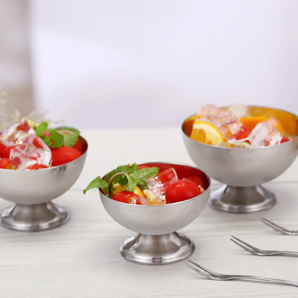 Stainless Steel Salad Cup – Heavy Duty, Smooth Rim, High Foot Design for Ice Cream, Fruit, Candy & More