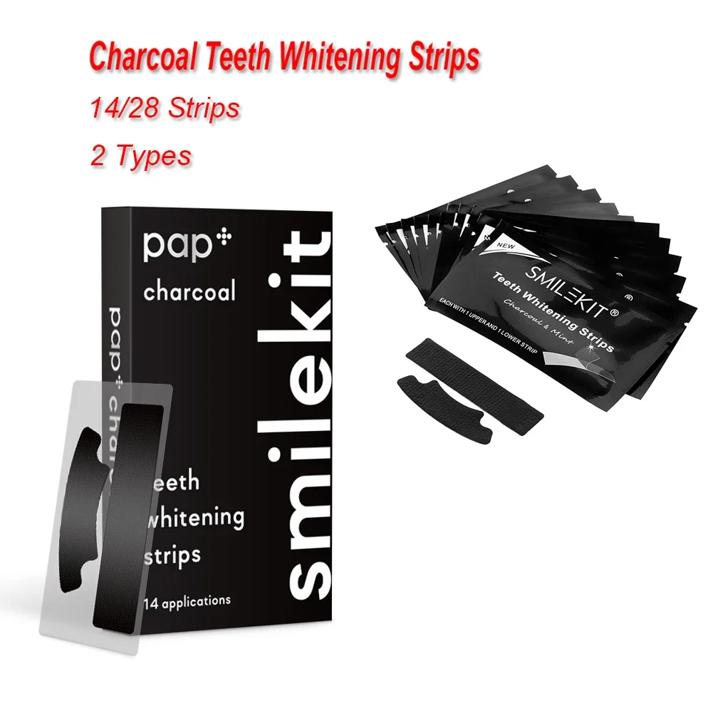 

2 Boxes PAP+ Charcoal Gel Teeth Whitening Strips Activated Bamboo Dental Veneers Tooth Bleaching Stain Removal Oral Care Tools