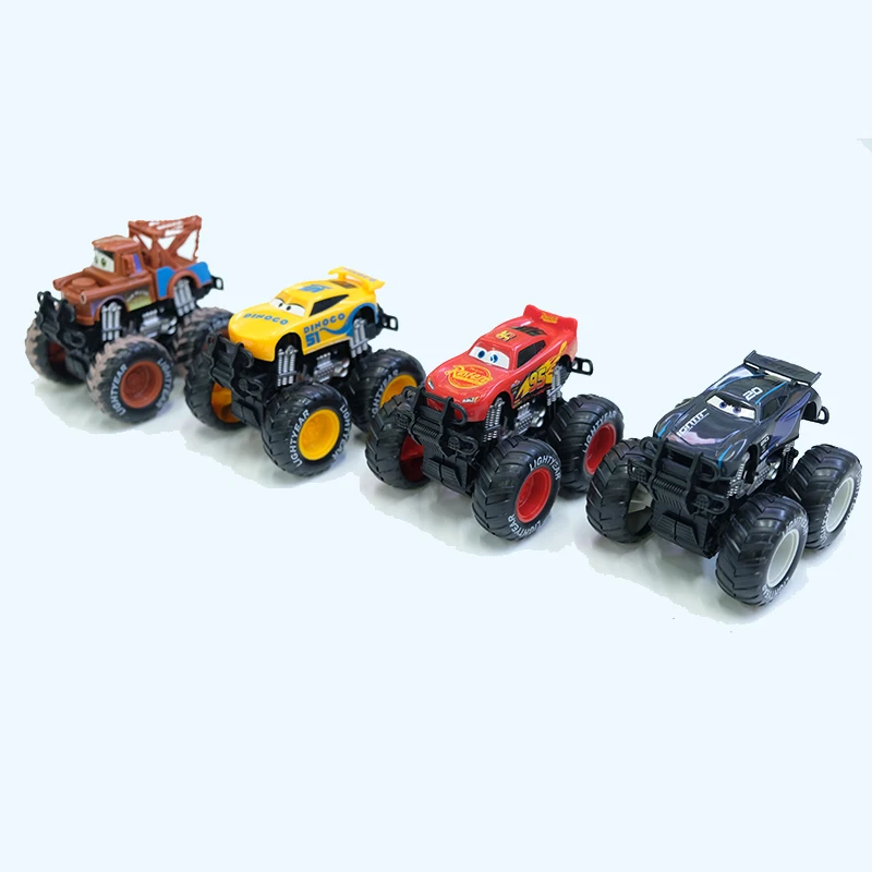4pcs Disney Pixar Dual Inertia Off-Road Vehicle Cars Pullback Lightning Mcqueen Cars Mater Alloy/Plastic Car Model Set Kids Gift