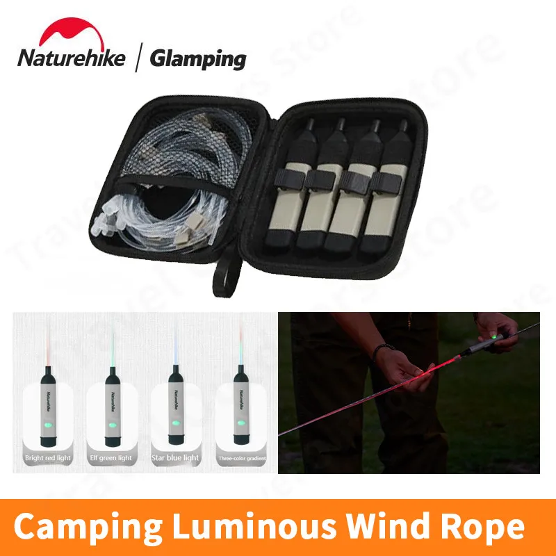 Naturehike Wind Rope Light 1.8m Outdoor IPX5 Waterproof Tent Luminous 4-Color Fluorescent Camping Night USB Charging Rope Lamp