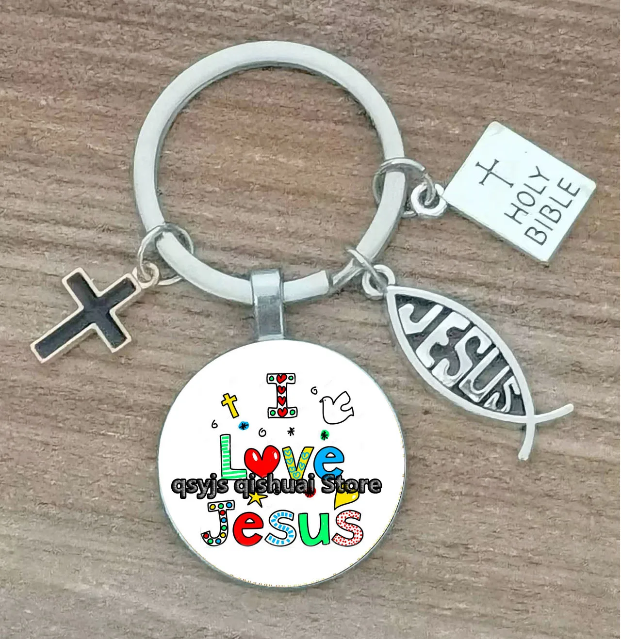 Jesus Faith Hope God Letters Diy Print Personalized Keychain Ornament Gift