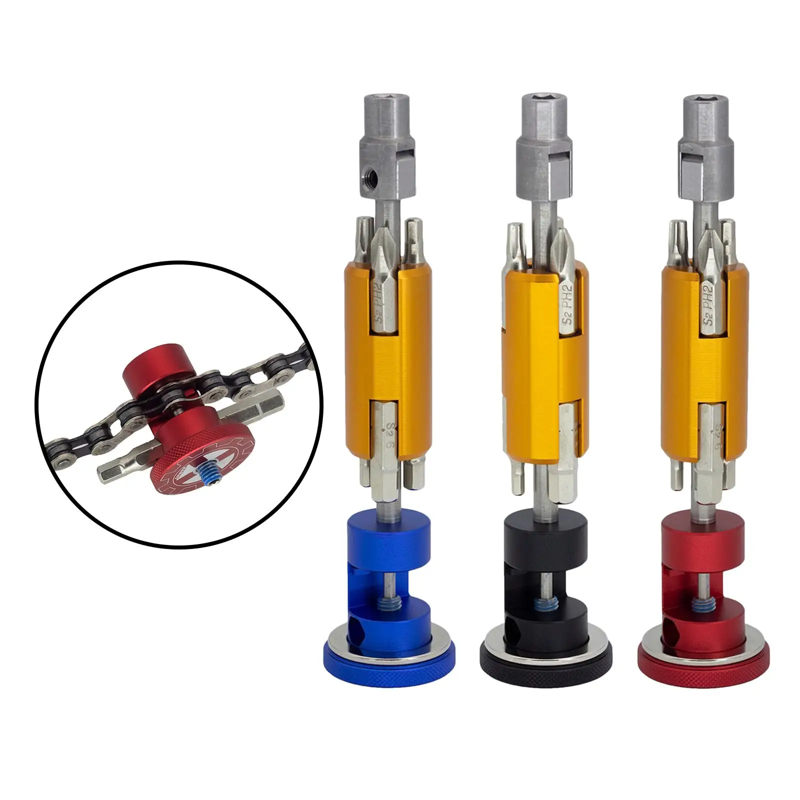 

Cycling Multi Tool Kit 7 in 1 Aluminum Bike Repair Wrench Hex Keys Chain Rivet Remover for Maintenance Stand