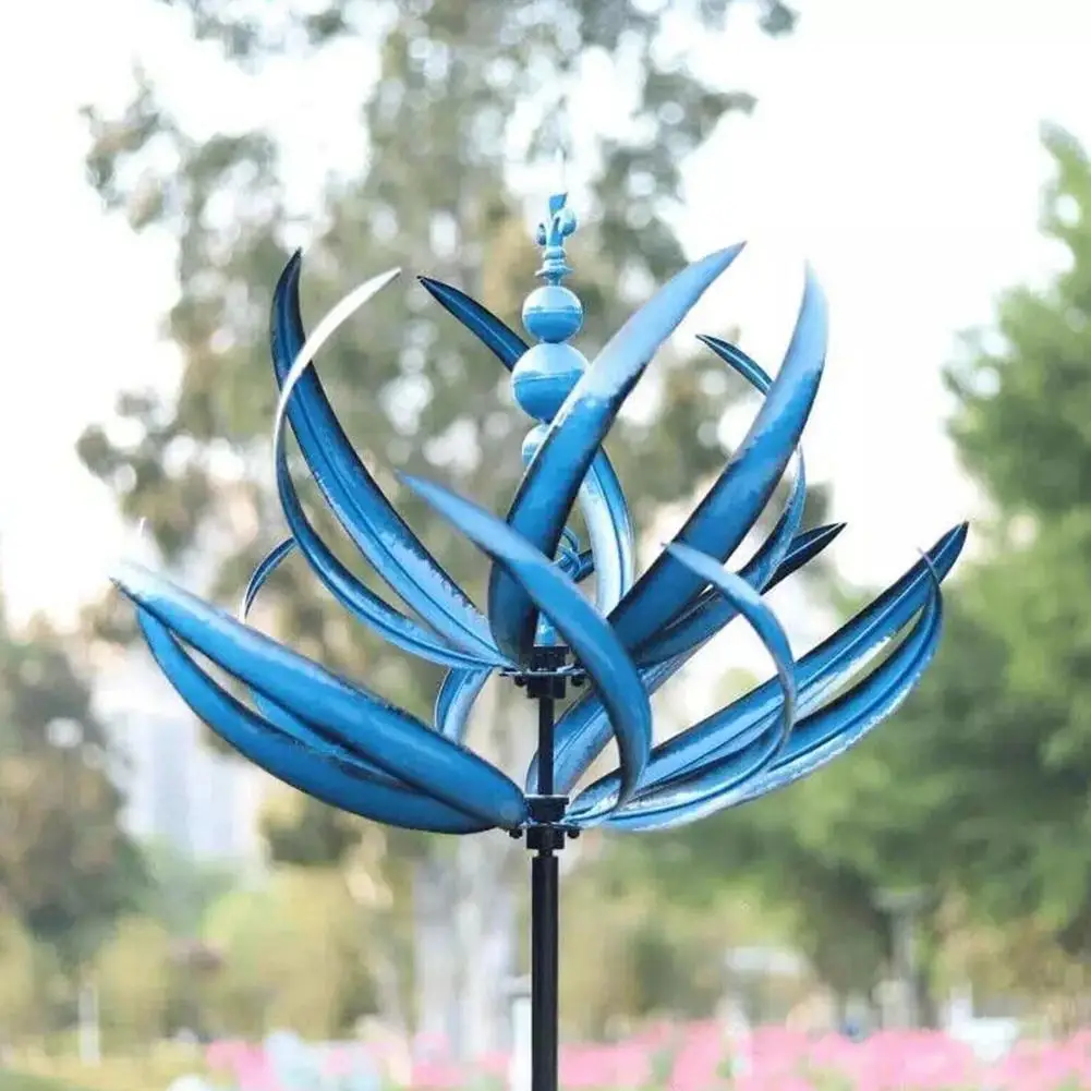 Wind Spinner Metal Windmill 3D Wind Powered Sculpture Lawn Metal Wind Solar Spinners Yard And Garden Decor