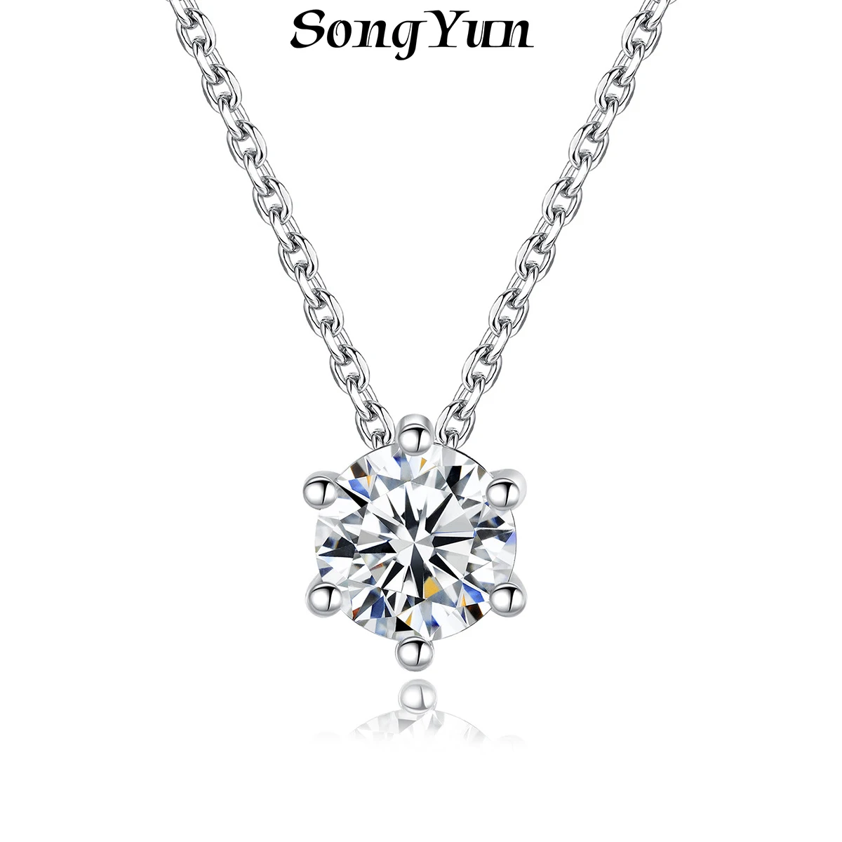 

SongYun Jewelry Manufacturer MHT Simple And Versatile Ladies Zircon Classic Six Claw Pendant Necklace Strong Chain Collar