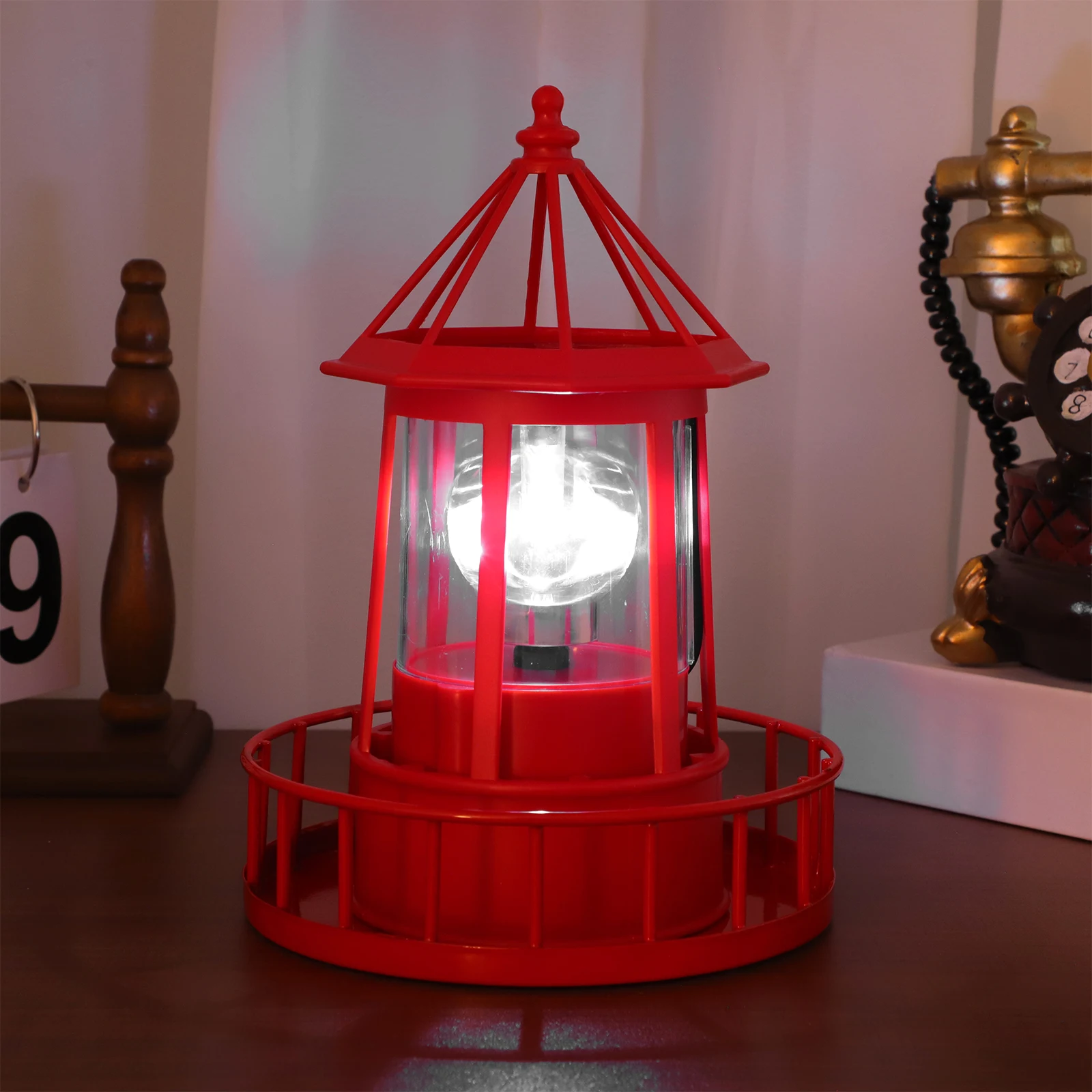 

Rotating Lighthouse Outdoor Garden Yard Landscape Waterproof Illumination Durable Iron Abs Powered Lamp Decor Adornment