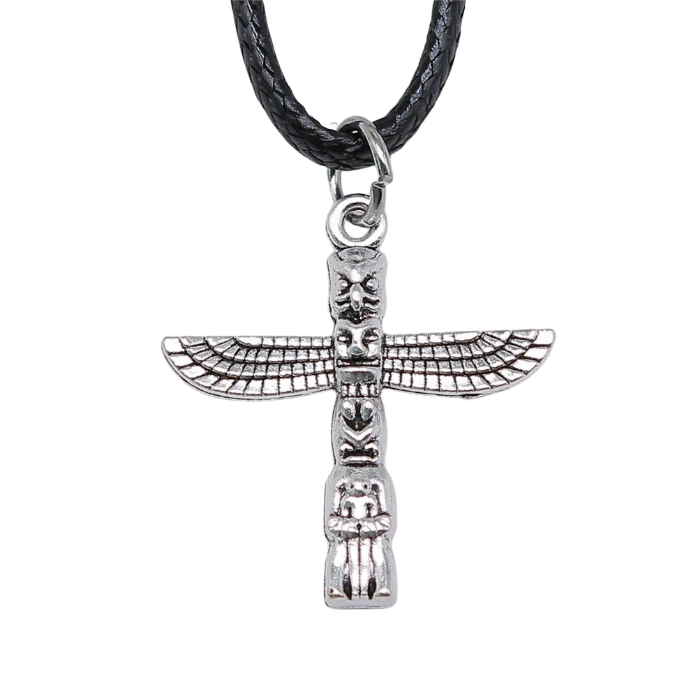 1pcs Mayan Totem Stone Column Pendants And Necklaces Components Charms For Jewelry Making Items Chain Length 45+4cm