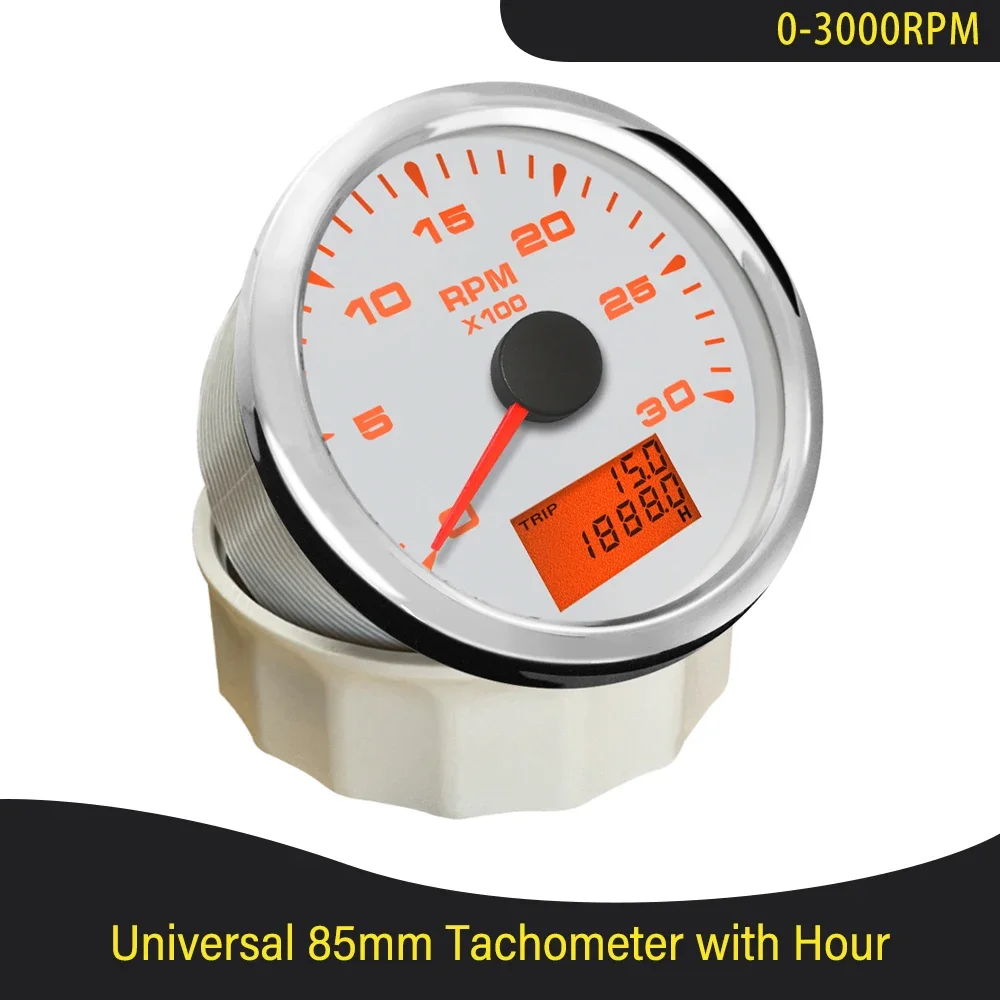 

Marine 85mm Tachometers Modification 3K 4K 6K 8K LCD Display Rev Counters with 8 Kinds Backlight Color for 9-32V Car Motorcycle