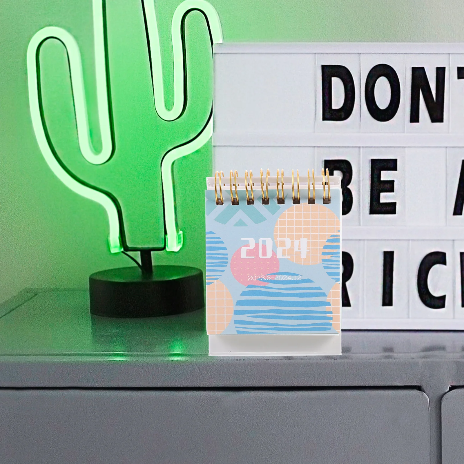 

Full Year Small Desk Calendar 2024 Standing English Desktop Calendar for Office Home Decor Stylish Practical Office Desk Decor