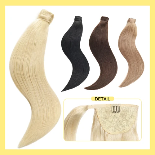 Imagen 2 del producto Cola de Caballo Yelo, cabello humano envolvente, cola de caballo recta brasileña, 100% cabello humano Remy, extensión de cola de caballo MagicTie, Clip de cola de caballo