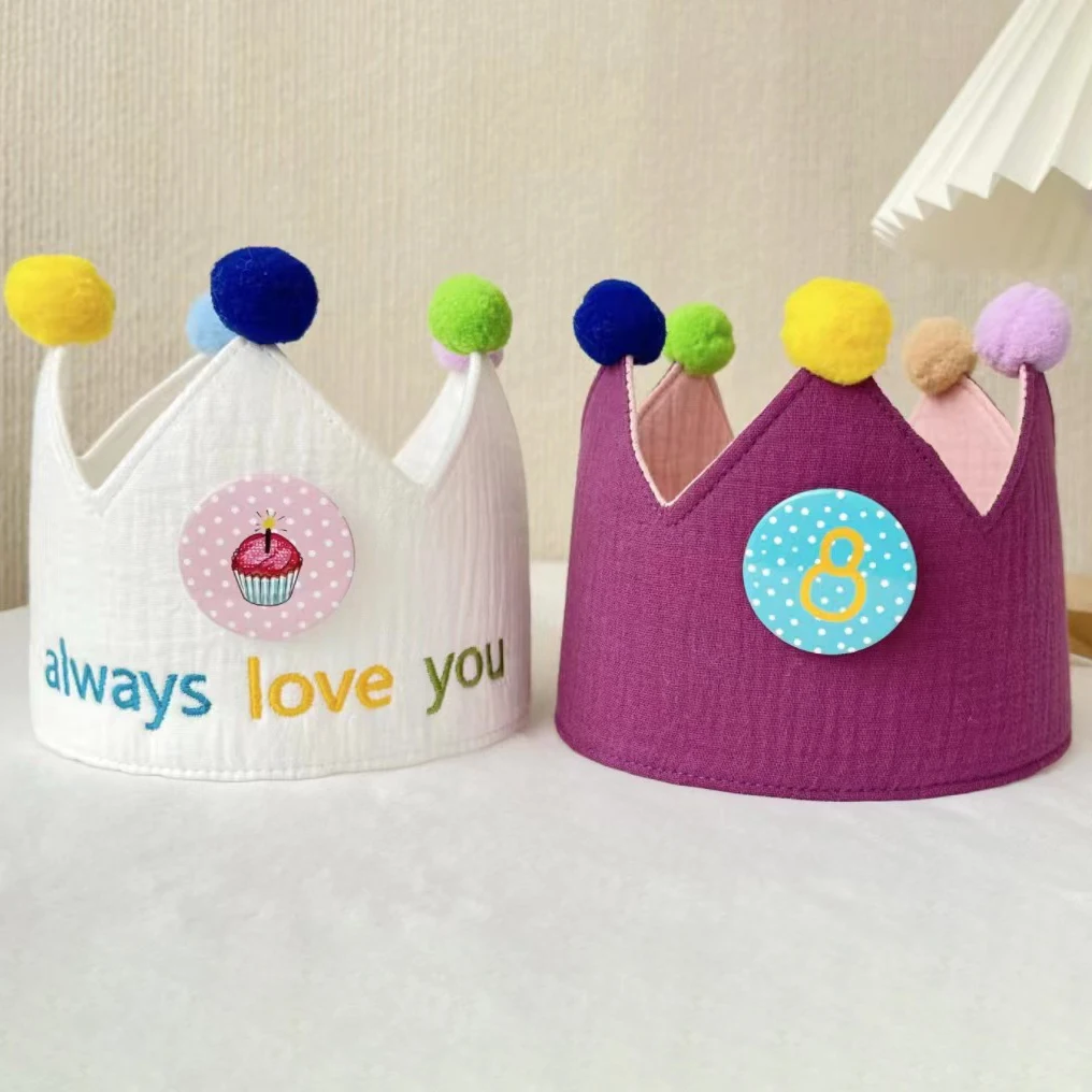 Handmade Birthday Party Hat Boys Girls Novelties Children Hat Interchangeable Numbers Crown1-8Years Adjustable Size Party Decor