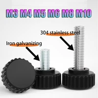 2-10 Uds M3 M4 M5 M6 M8 M10 304 mango de cabeza de plástico redondo de nailon moleteado tornillo de pulgar perno de baquelita tornillos de mano de baquelita negra