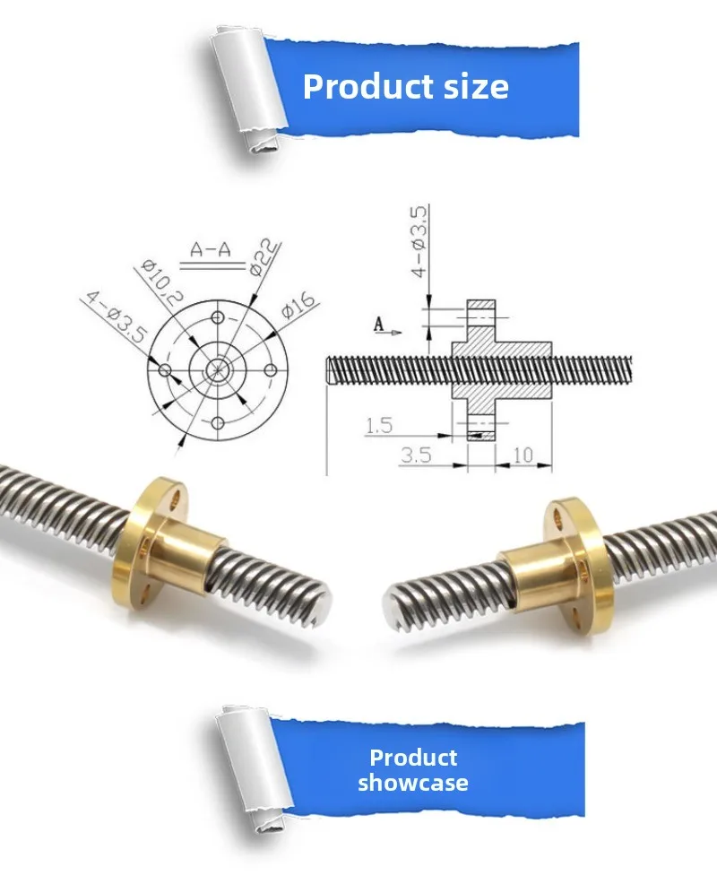 3D-Druckerzubehör T8-Schraubenmutter, Teilung 2 mm Steigung 8/2 mm Trapezschraube Messingmutter