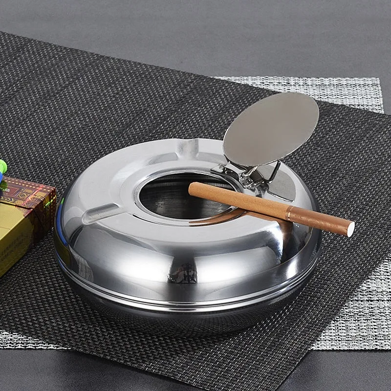 

Stainless Steel Ashtray with Lid Detachable Outdoor Cigarettes Tray Holder for Home Bedroom Office Tabletop Decoration Gift