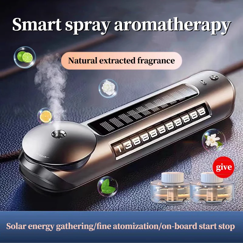 

Smart car accessories Solar fragrance spray pickup atmosphere light multi-function fragrance spray hidden number plate