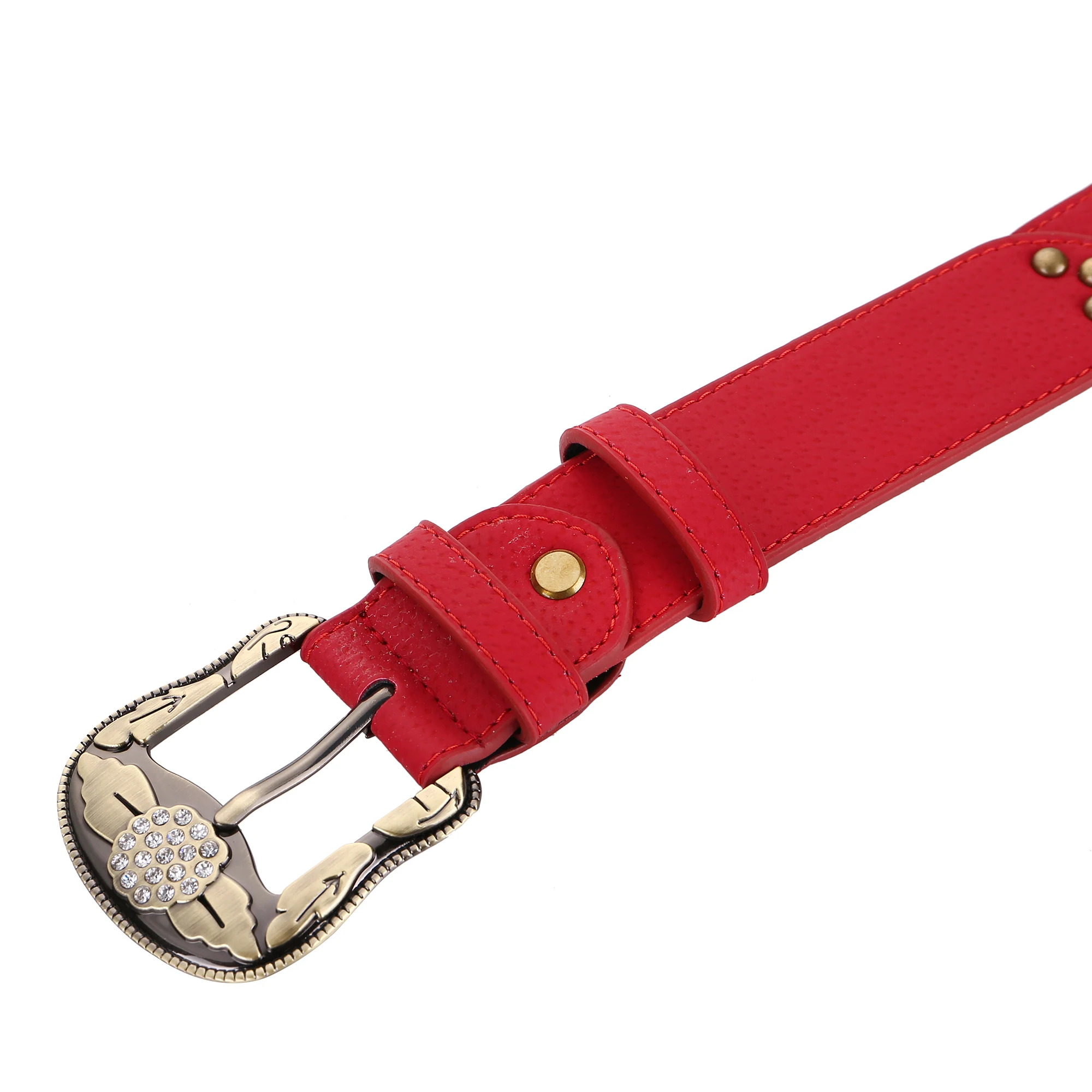 Splicing Fashion flower Genuine Leather Belt  For Women Pants Retro Women Punk Belt Copper Buckle Design Leisure Jeans  Belt