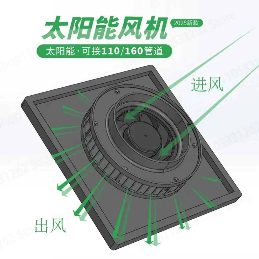 TYN-POS (JYH-006) 12V solar exhaust fan ventilation brushless motor wall mounted duct home bathroom kitchen kit