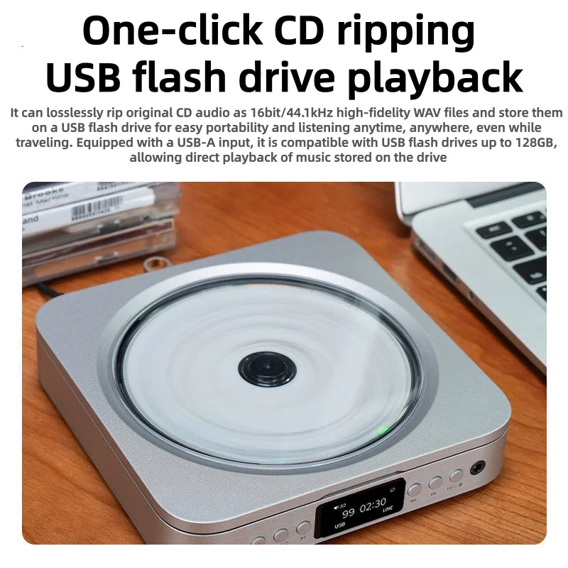 CD Player Digital Decoder Headphone Amplifier Stereo Sound Digital Turntable CD Player Album Player Supports USB Drive Playback