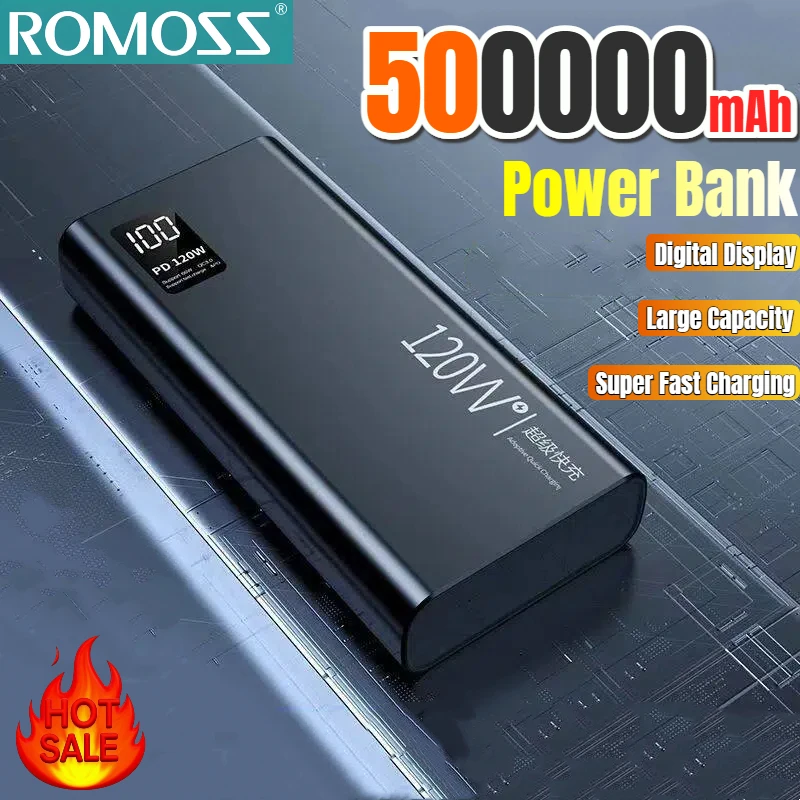 

ROMOSS 500000mAh Power Bank Super Fast Charging Large Capacity External Battery Charging Powerbank for All Mobile Phones