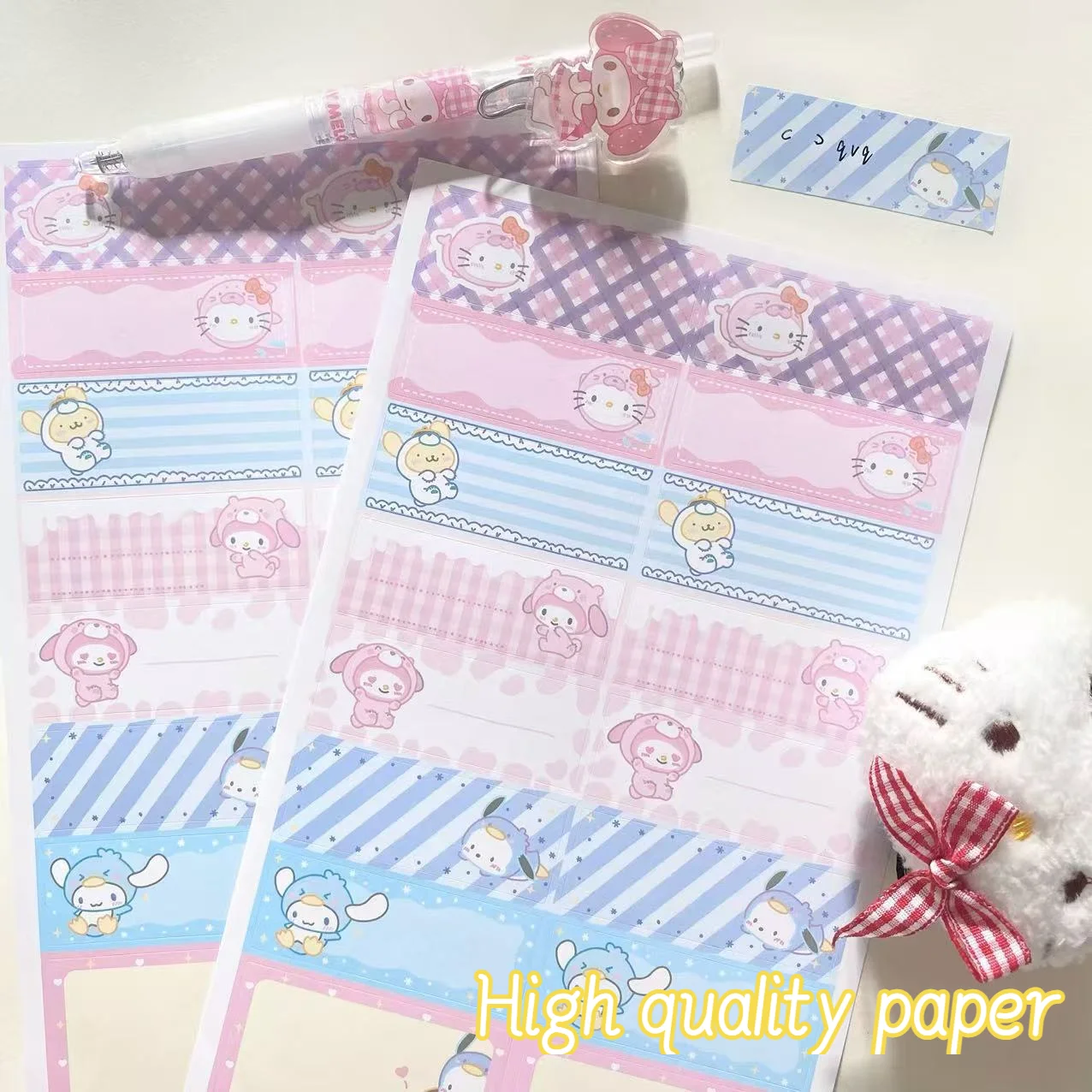 Sanrio Sticker Label Sticker Cartoon Cute Creative Hand Account Decoration Memo Self-adhesive Student Name Stationery Decoration