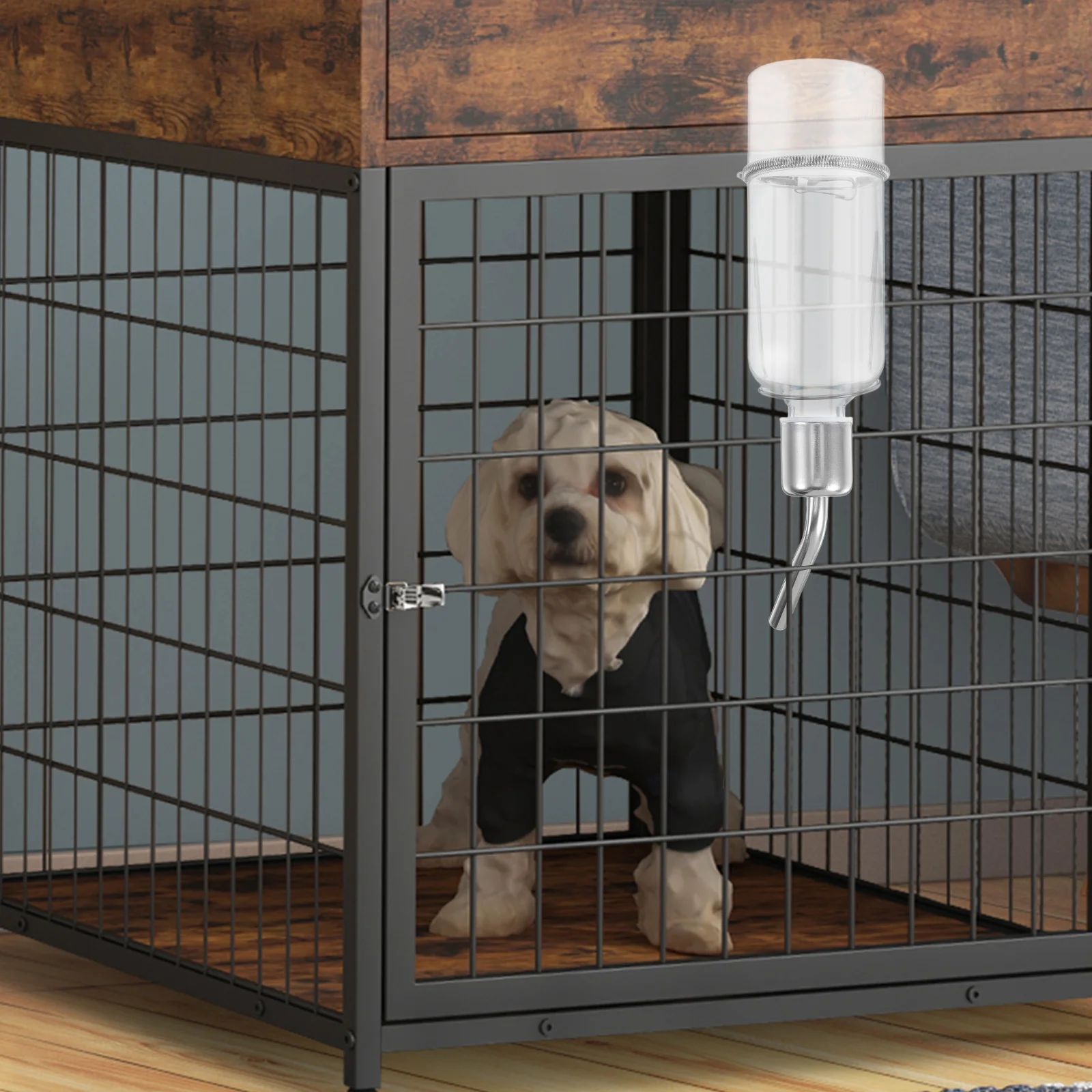 

Pet Water Feeder Leak Proof Bottle Automatic Cage Dispenser Durable Stainless Steel Nipple Safe Easy Install Small Animal