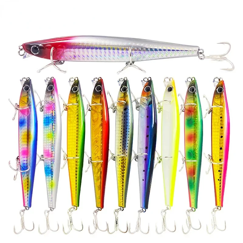 

125mm 45g Heavy Sinking Slim Minnow Lure Laser Artificial Hard Bait Saltwater Bass Carp Wobblers Fishing Pesca Jerkbait Swimbait