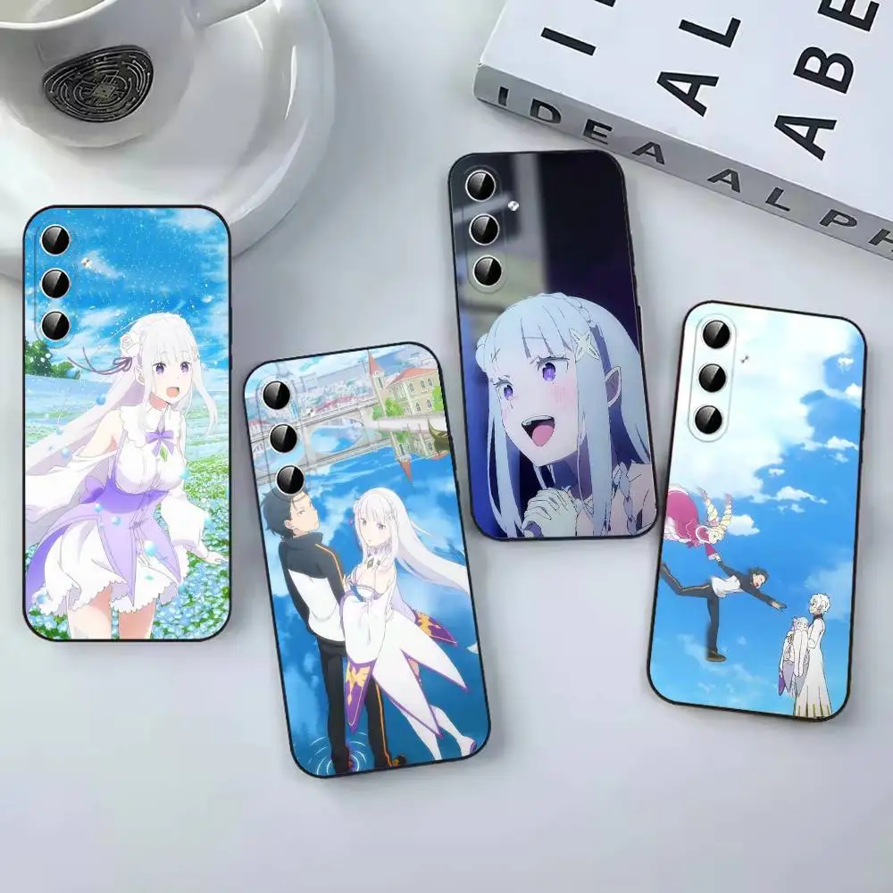 Anime Cute Rem E-Emilia Fashion Phone Case For Samsung Galaxy A 22,71,53,52,51,72,73,J7,8,9 Soft Black Cover