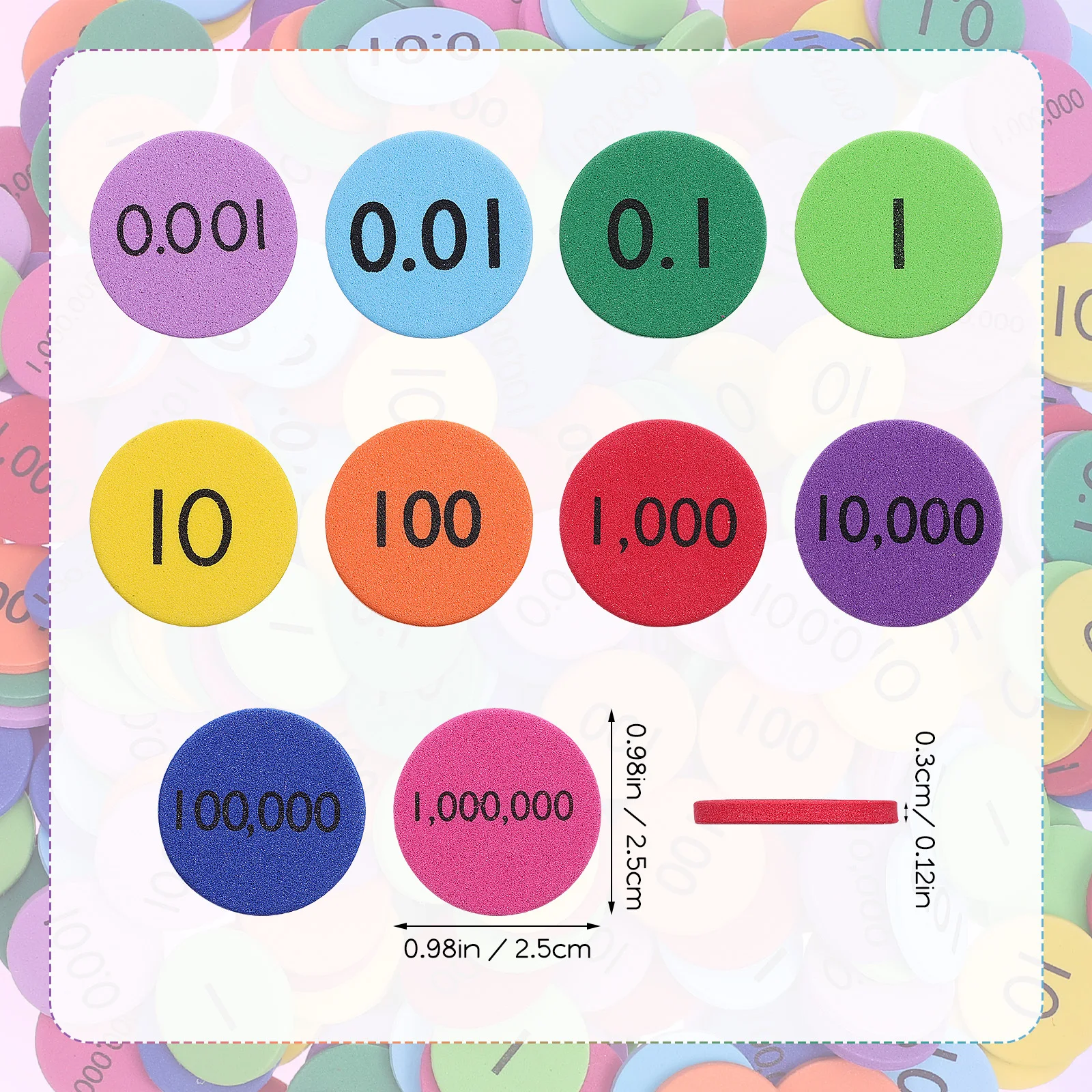 320pcs Digital Number Disks Bright Color Math Counting Learning Props Early Math Skills Teaching Aids For Kids Place Value Disks