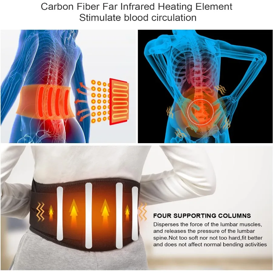 لوحة التدفئة مدلك أسفل الظهر التفاف لتخفيف آلام الظهر مع تدليك الاهتزاز والعلاج الحراري 7.4 فولت 4400 مللي أمبير مضرب قابل لإعادة الشحن