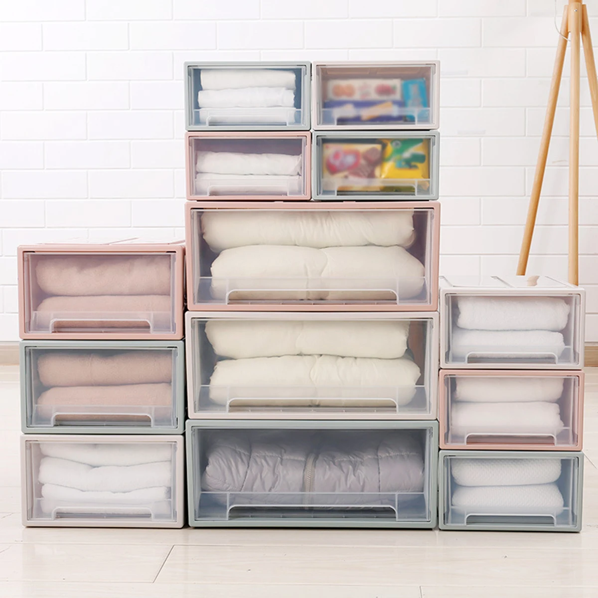 Transparent Plastic Simple Concise Drawer Cabinet Clothes Shoes Quilt Foldable Combination Storage Box Home Utensils