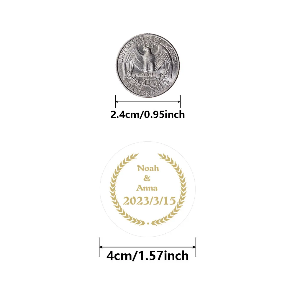 48/60/120/180/240pcs Custom Name Broken wreath Golden Vinyl Transfer Paper Custom Labels Customized Tag For Baptism Preference view 6