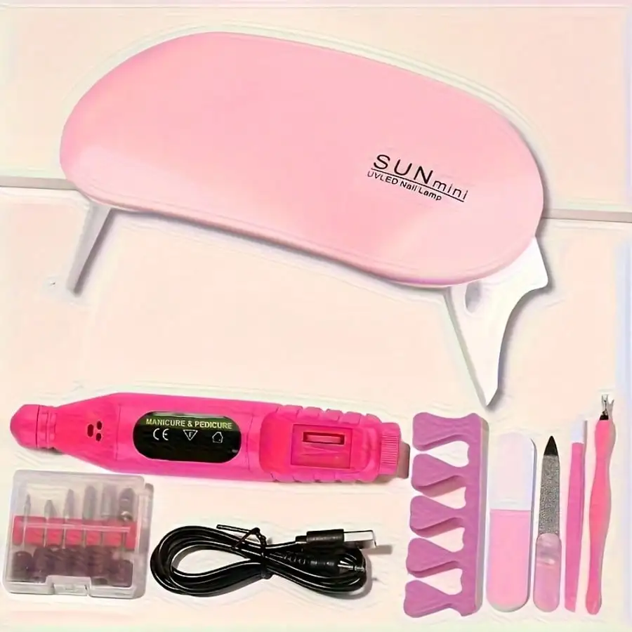 

Nail art kit (including nail lamp, nail file, etc.) — Professional-grade nail lamp, an all-in-one essential tool for nail art.