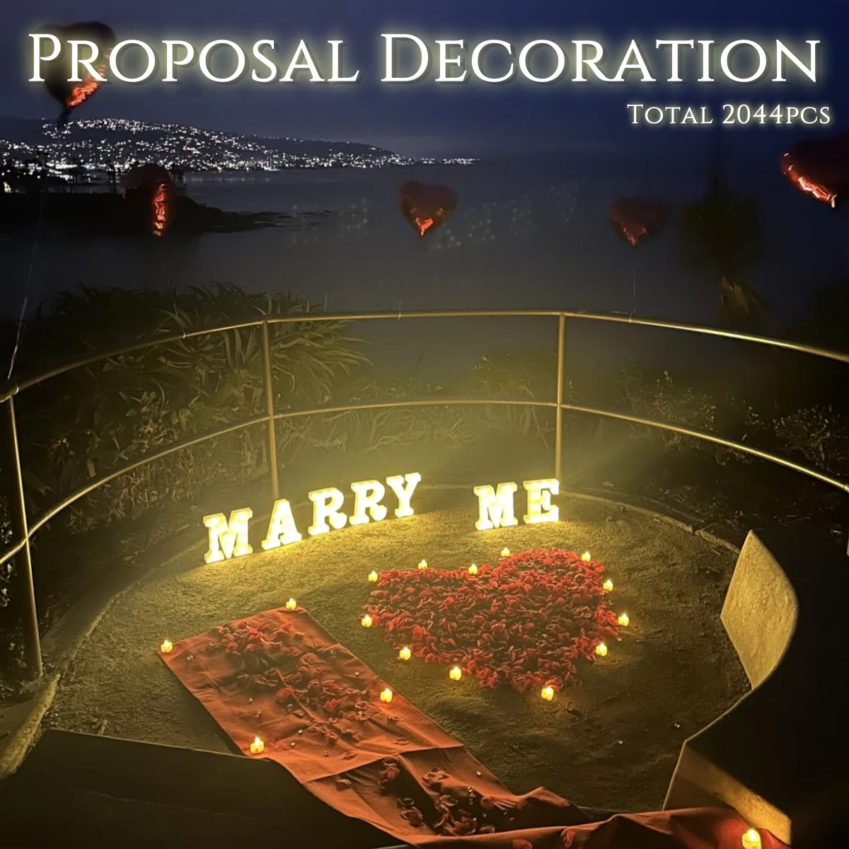 Marry Me Letters Proposal Decorations Will You Marry Me 2000 Rose Petals LED Candles for Valentine day Proposal Engagement