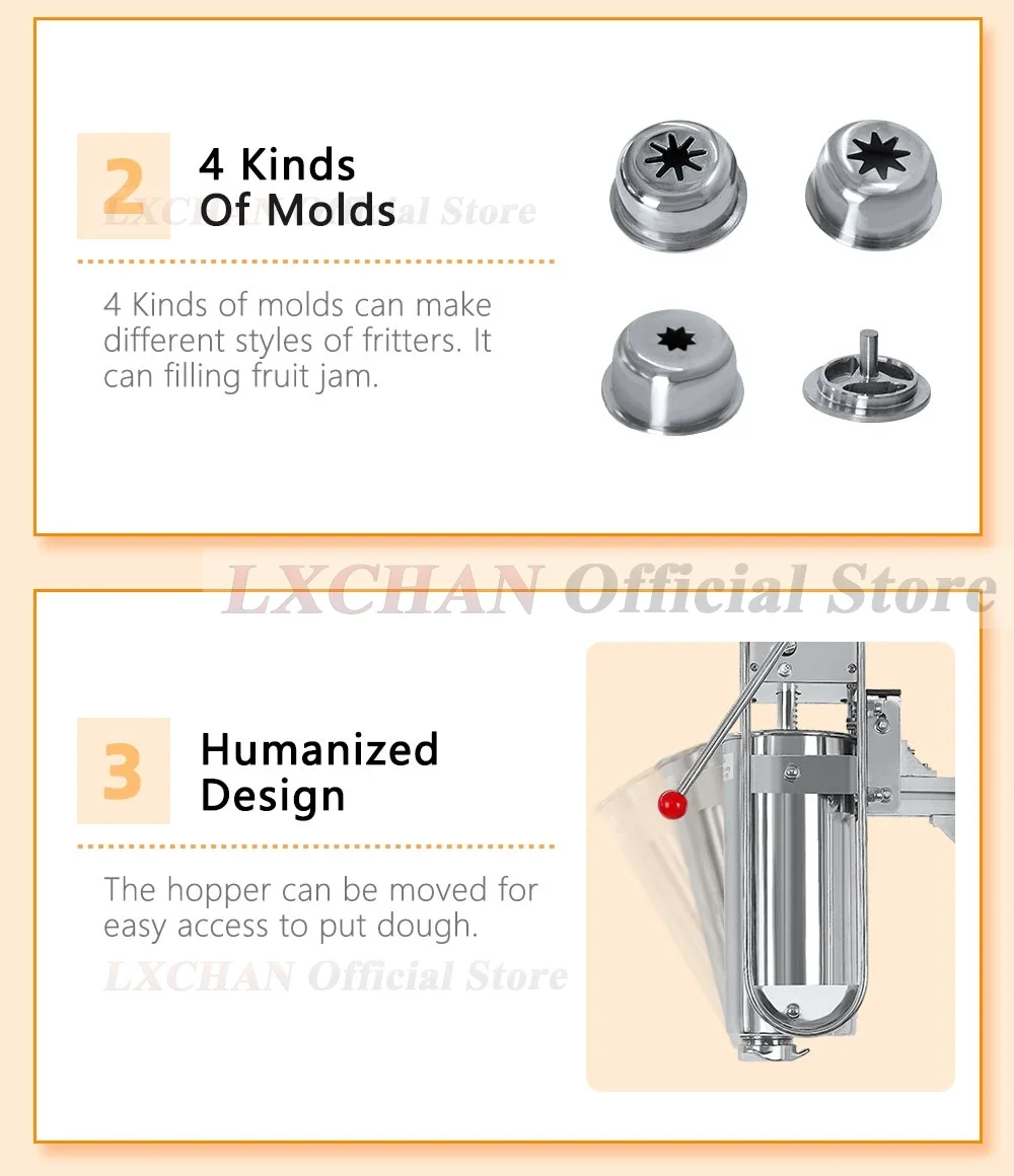 HomeWise 5L Spanish Churros Maker HOUUROE Kinnerberry/Jizzy Fruit/Latin Fruit Machine Manual Churros Filler