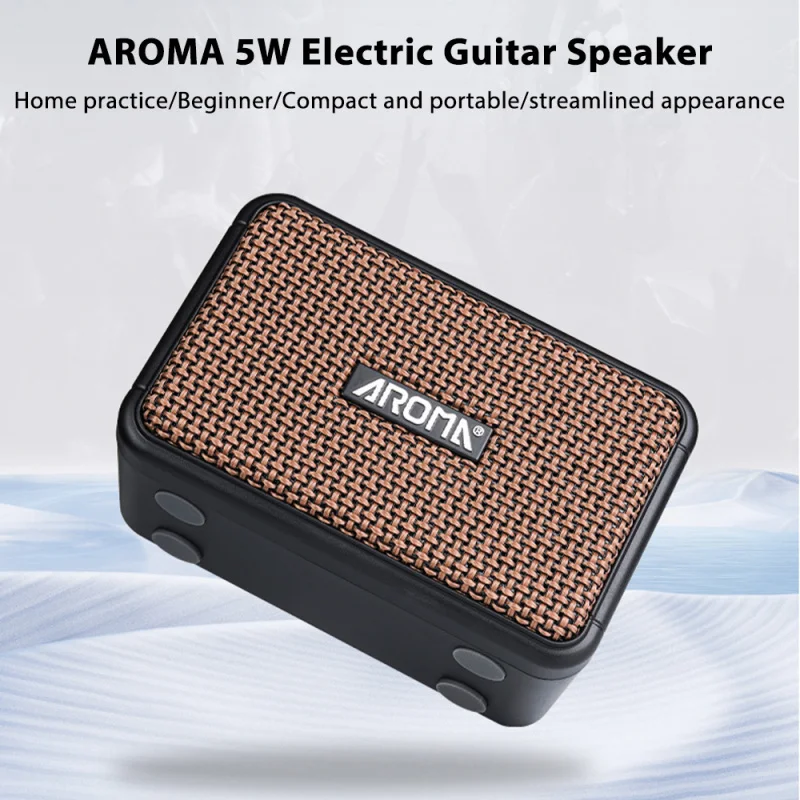 AROMA 5W Electric Guitar Speaker Desktop Speaker Clean and Overdrive 2 Sound Effects Support BT/Headphone Connection