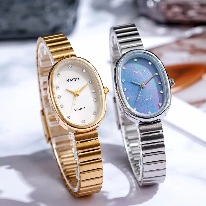 Fashion Women's Watch Temperament Women's Bamboo Strap Oval Watch