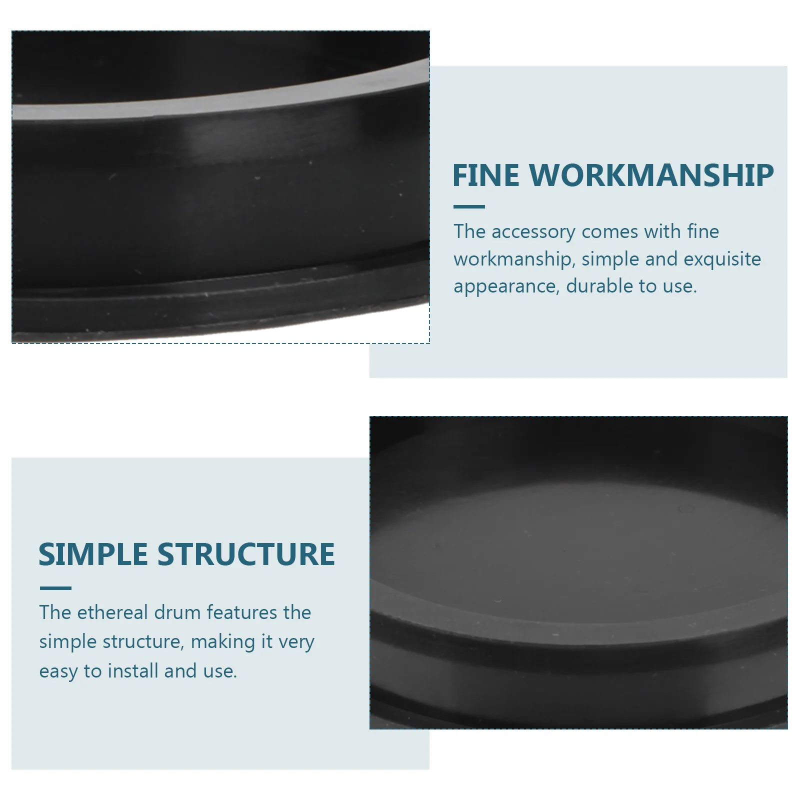 

2 Pcs Ethereal Drum Rubber Cover Professional Accessory Back Tongue Bottom Rear Black Sound Receiving