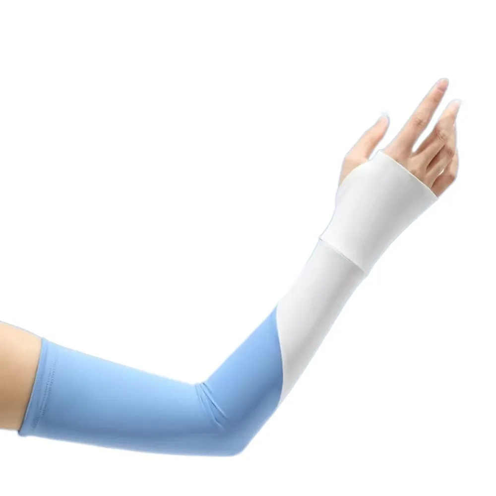 

New Ice Silk Arm Sleeves Sun Protection Anti-UV Arm Guard Breathable Fingerless Gloves Outdoor