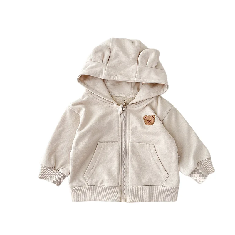 2023 Herfst Nieuwe Baby Schattige Beer Oor Capuchon Jas Baby Boy Casual Cardigan Peuter Meisje Vest Jas Kids Hoodie Baby Kleding