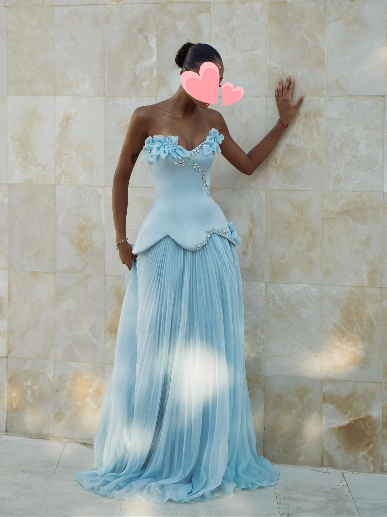 Andere Shore elegante vintage zoete blauwe bloemen kralen A-lijn nieuwe op maat gemaakte formele gelegenheid galajurk avondjurken