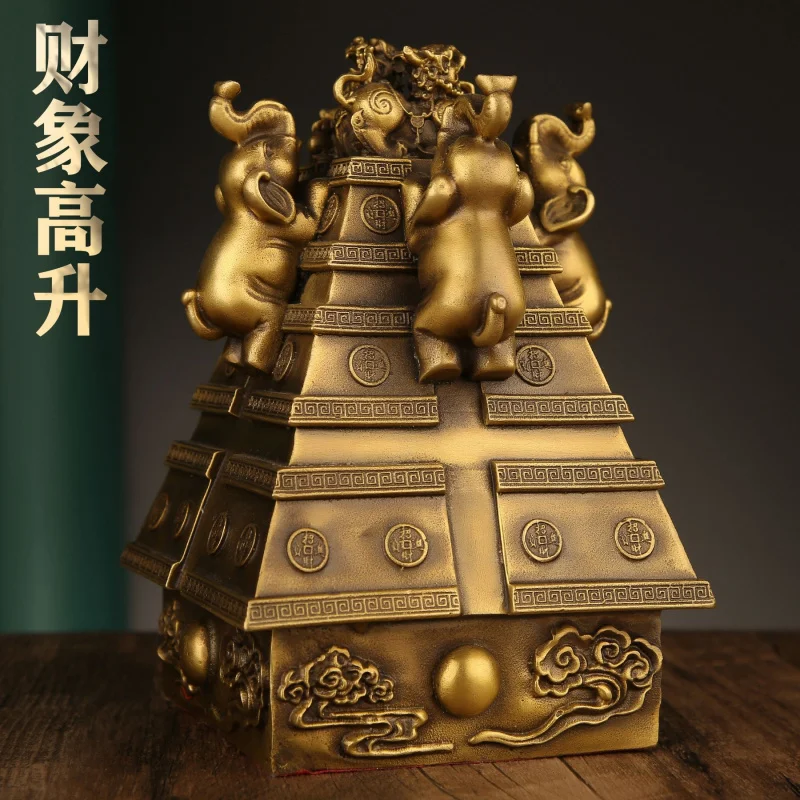 

Fortune Rising Ornament Wealth-Attracting Copper Craft Piece for Living Room, Store, Home, Office Desk Decoration, Opening Gift
