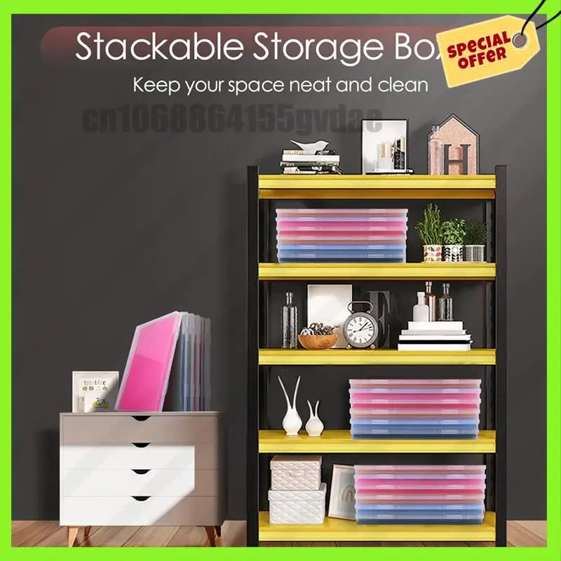 -A61K 6 Pack Photo Storage Box Large Plastic Scrapbook Paper Storage For Protecting Scrapbooks, Photos, For Card, Papers, Craft