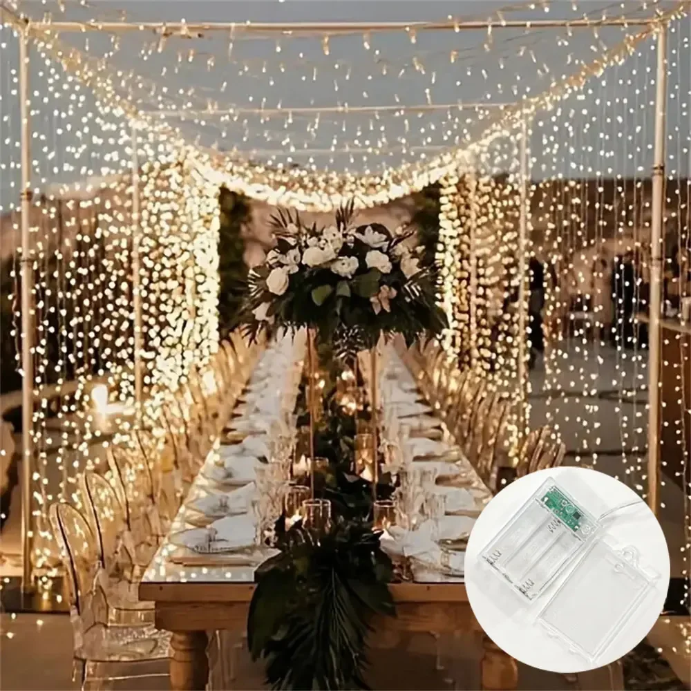Christmas Home Decoration Curtain LED String Lights Fairy Lights EID Mubarak Bedroom Wedding Valentine's Day Battery Operated
