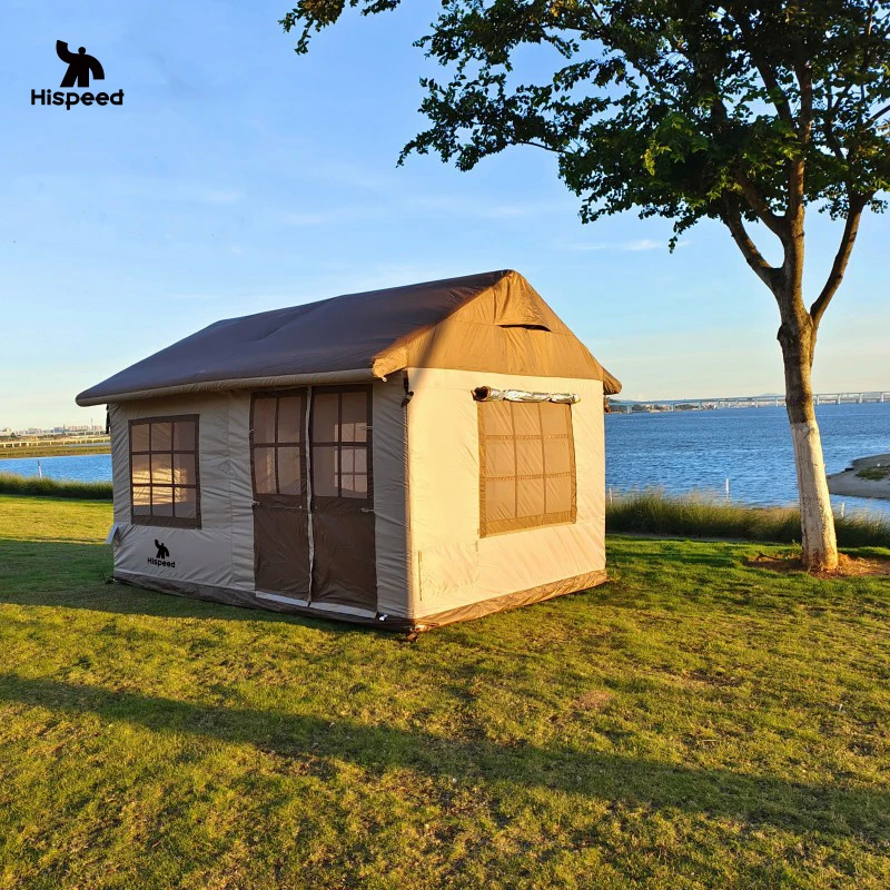 

Portable 6-Person Waterproof Inflatable Camping Tent Easy-to-Set 4-Season House For Hiking Blow Air Pump Included