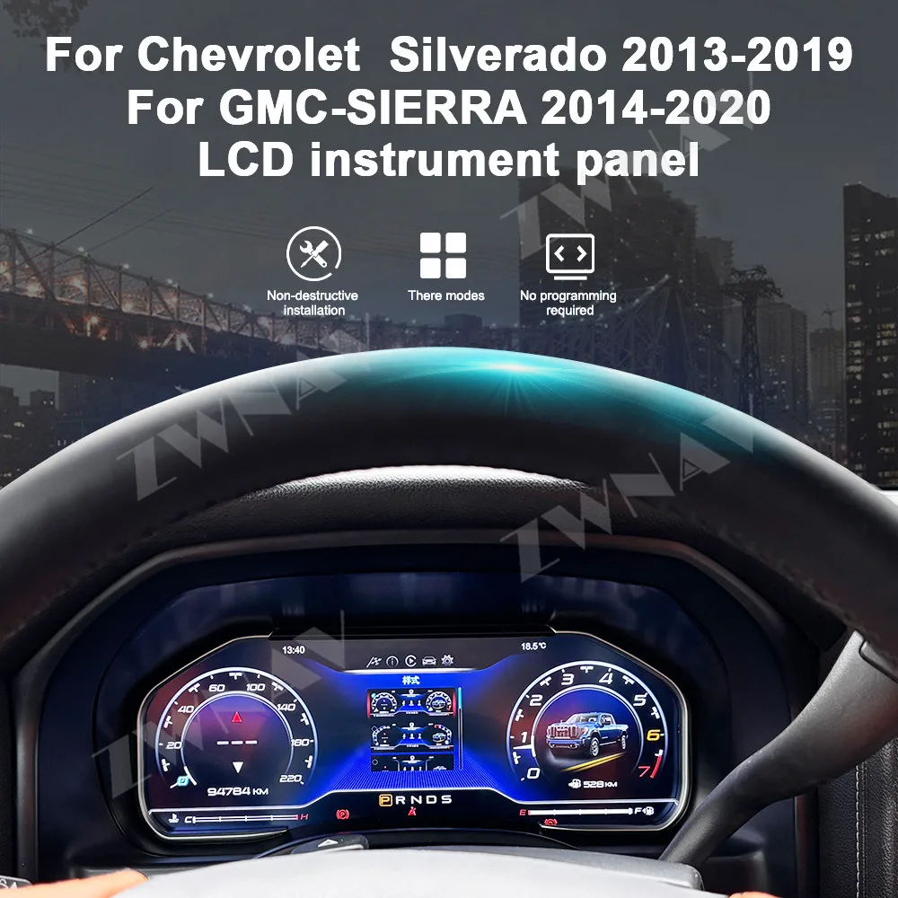 Car Digital Instrument Cluster For Chevrolet Silverado 2013-2019 For GMC-Sierra 2014-2020 Full HD LCD12.3 inch Screen Plug-play