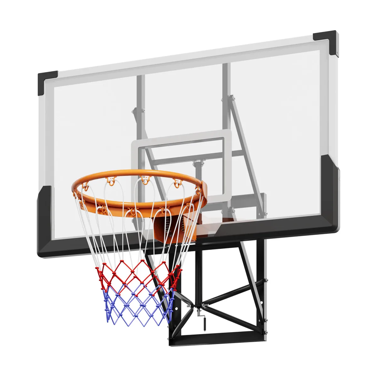 Adjustable Wall-Mounted Basketball Hoop – 52" Backboard, Height from 8 to 10 FT for Indoor & Outdoor Play
