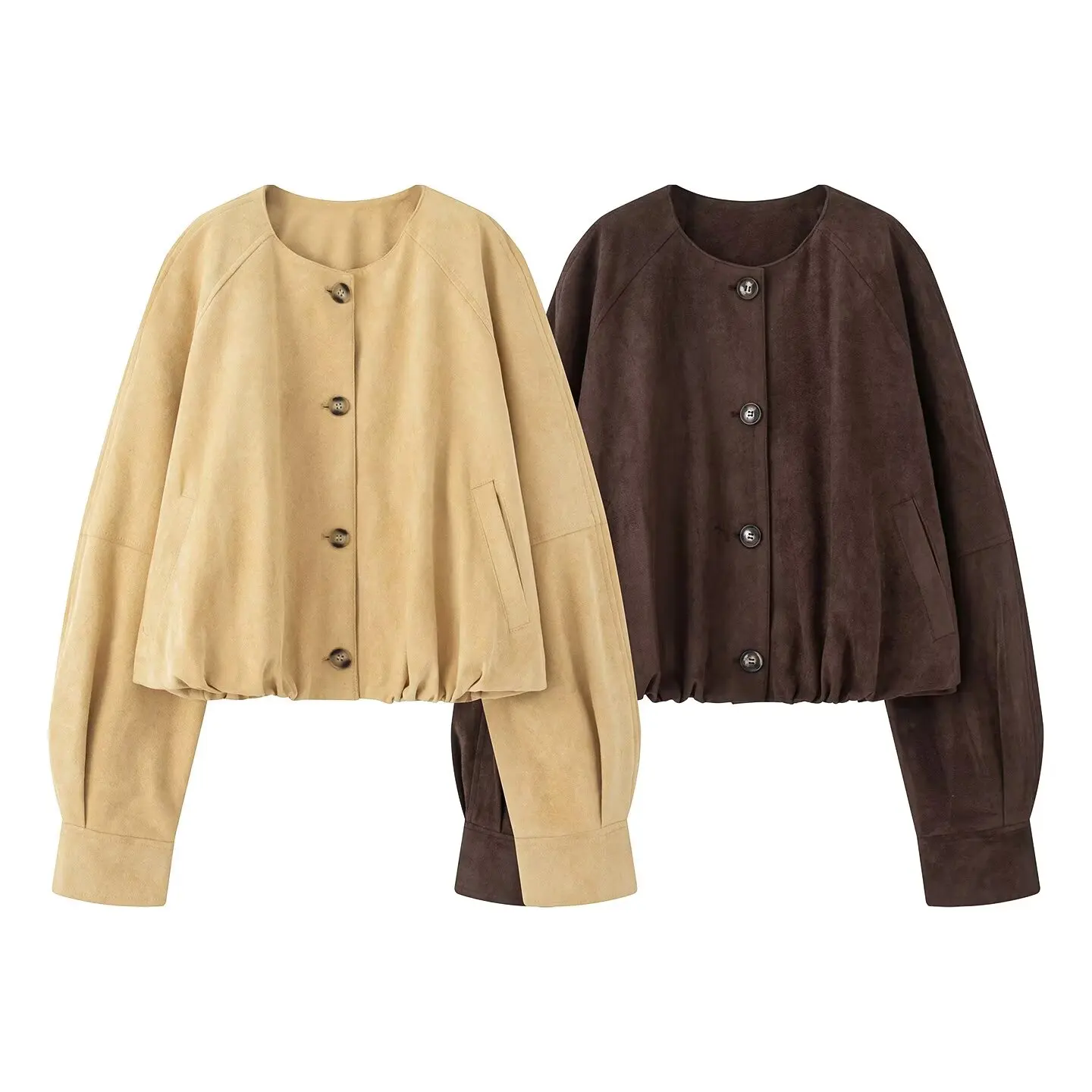 

Retro Suede Jacket Women Casual Loose Pockets Single Breasted Long Sleeve Crop Coat Autumn Winter 2025 New Office Lady Jackets