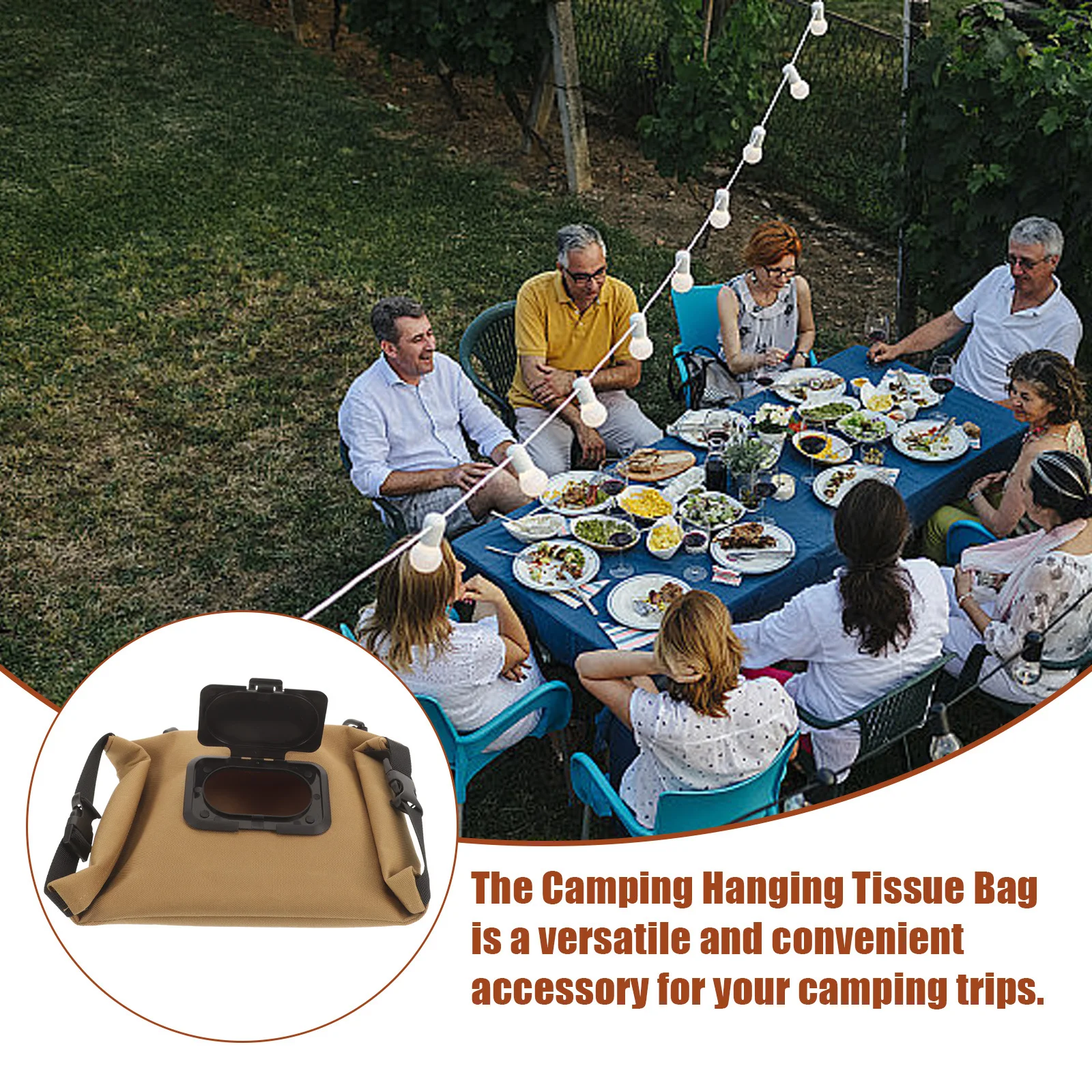 

1pcs Canvas Hanging Tissue Holder For Camping Travel Wet Wipe Storage Bag Portable Outdoor Napkin Dispenser Durable Tissues Box