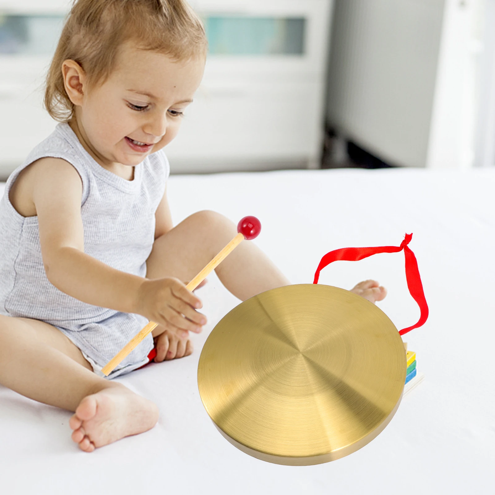 

22CM Copper Gong Sturdy Durable Loud SoundWarning Instrument Party Opening Basketball Handheld Percussion Copper Cymbals Musical