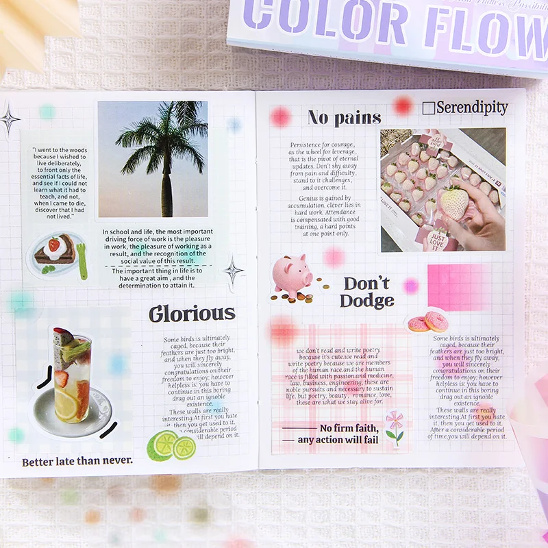 1 스타일 6 롤/박스 컬러 플로우 시리즈 박스형 테이프 DIY 핸드북 스크랩북 봉투 인감 스티커 머그잔 전화 케이스 사진 프레임