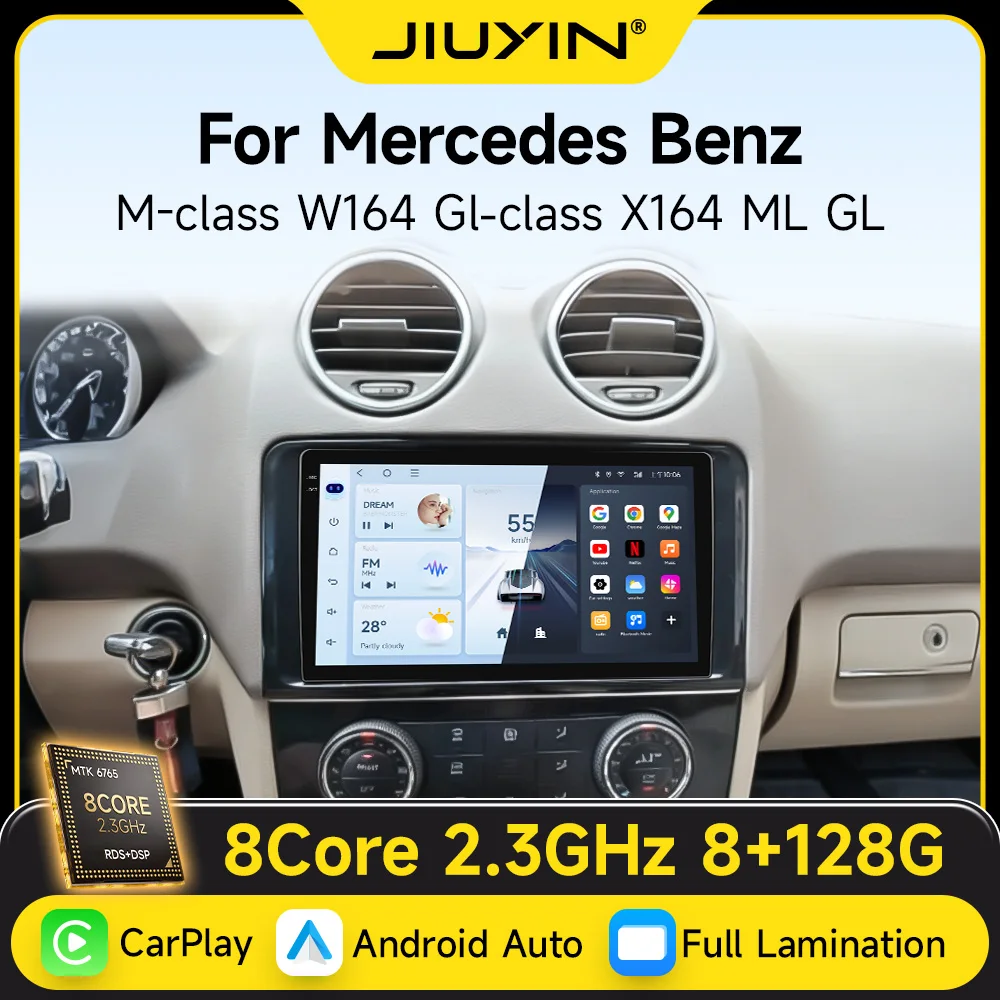

Автомобильный радиоприемник JIUYIN Android 15, для Mercedes Benz M-Class W164 GL-Class X164 ML GL 2005-2012, беспроводной CarPlay Android Auto 2din DVD